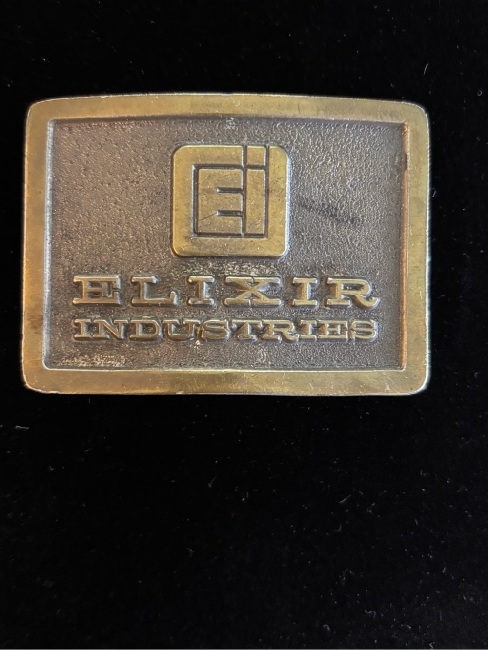 Vintage Elixir Industries Metal Belt Buckle Brass-Tone